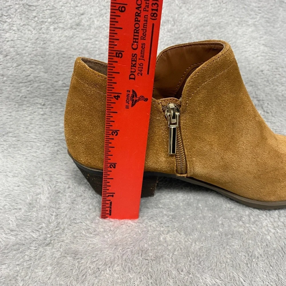 Crown Ivy Ankle Booties Womens 7 Wide Kendall Suede Side Zip Block Heel Tan‎ 7W
